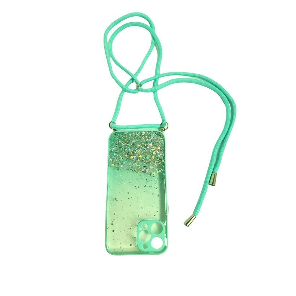 Sequin iPhone 12 Pro Max Crossbody Phone Case with Metal Accent Lanyard Apple